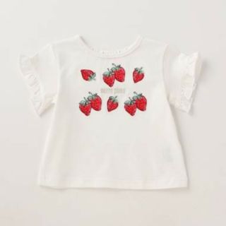 メゾピアノ(mezzo piano)のメゾピアノ♡イチゴ柄フリル半袖Tシャツ(Tシャツ/カットソー)