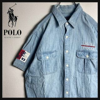 ポロラルフローレン(POLO RALPH LAUREN)の【入手困難】ラルフローレン　刺繍　バックロゴ　半袖BDシャツ　ワークシャツ　L(シャツ)