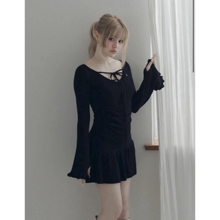 スナイデル(SNIDEL)のandmary fleur knit mini dress(ミニワンピース)