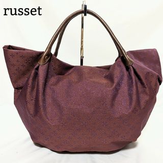 ラシット(Russet)の未使用級 ラシット ショルダーバッグ 総柄 レザー×ナイロン ボルドー 大容量(ショルダーバッグ)