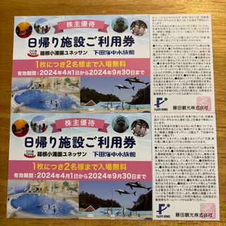 藤田観光 株主優待 日帰り施設ご利用券 2枚4名様分(その他)