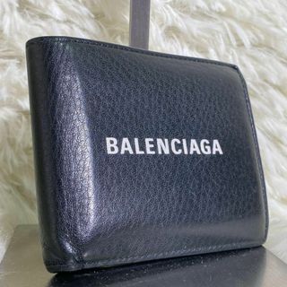 バレンシアガ(Balenciaga)のBALENCIAGA　バレンシアガ 折り財布　2つ折り　黒　ブラック　白ロゴ(折り財布)