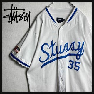STUSSY - 【人気Lサイズ】ステューシー　ベースボールシャツ　刺繍　ビッグロゴ　即完売モデル