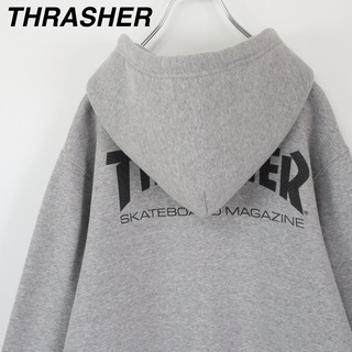 THRASHER - 【バックロゴ】スラッシャー／パーカー　刺繍ロゴ　ビッグロゴ　裏起毛　ストリート