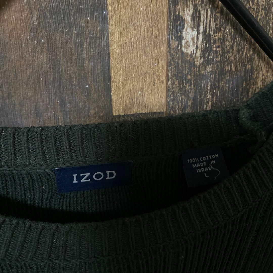 アイゾッド グリーン メンズ ニット L USA古着 90s 長袖 セーター メンズのトップス(ニット/セーター)の商品写真