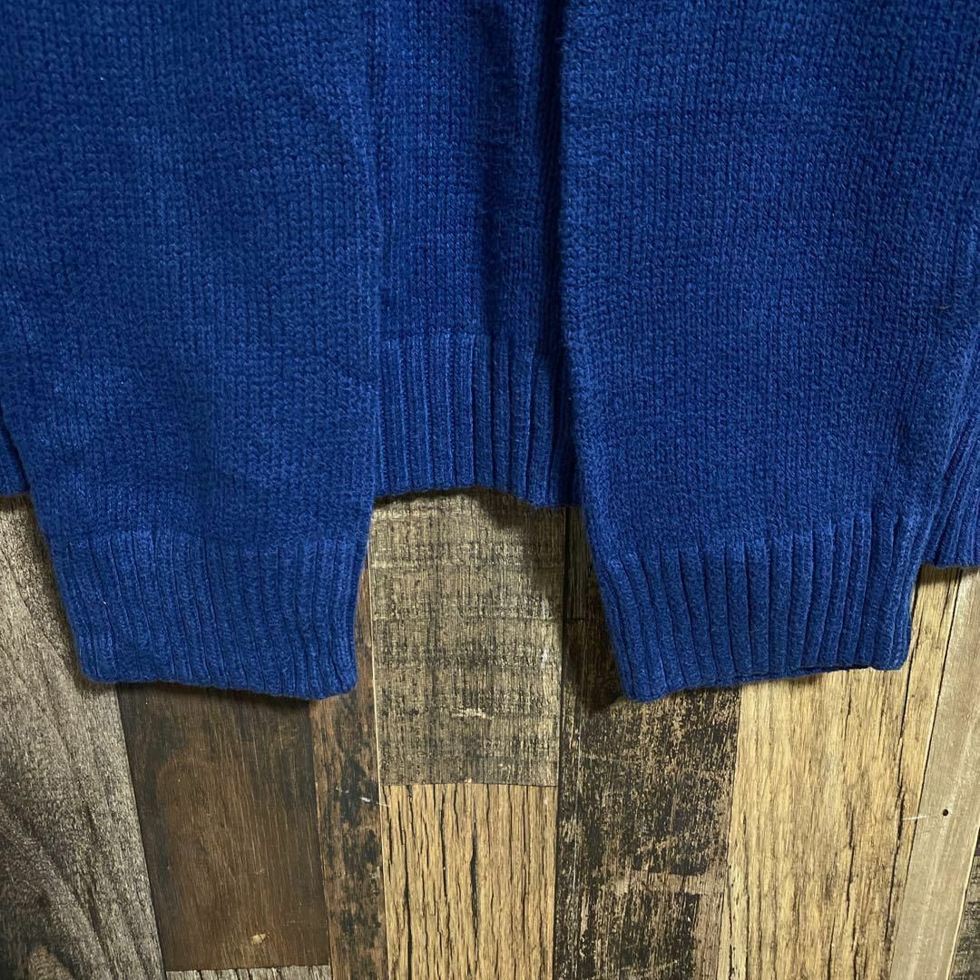 メンズ ニット セーター ブルー 無地 XL USA古着 90s メンズのトップス(ニット/セーター)の商品写真