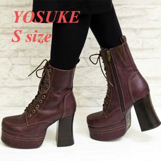 ヨースケ(YOSUKE)の新品 厚底レースアップブーツ S(22〜22.5) ダークブラウン (ブーツ)