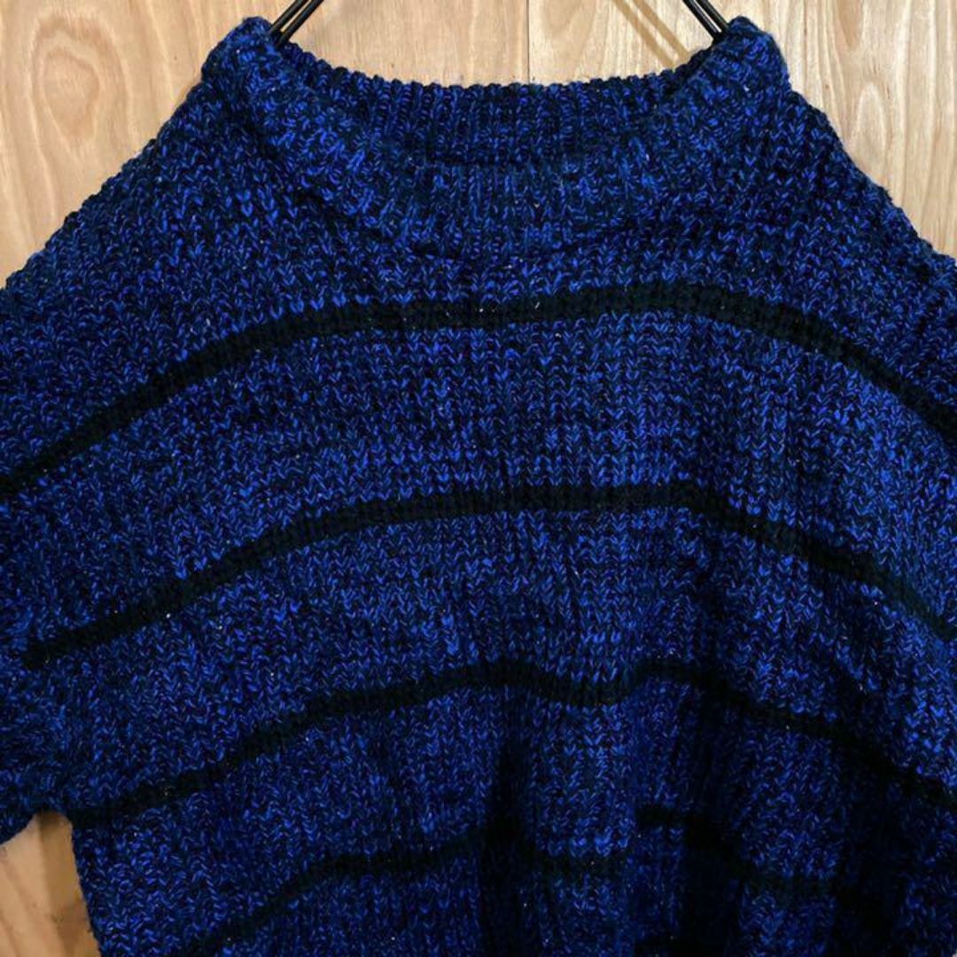 ニット セーター メンズ カジュアル ダークブルー USA古着 90s 冬服 青 メンズのトップス(ニット/セーター)の商品写真