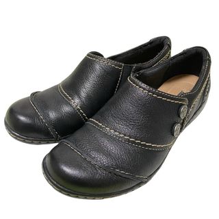 Clarks クラークス　レザーシューズ　プレーントゥ　黒　サイドゴア　24.5