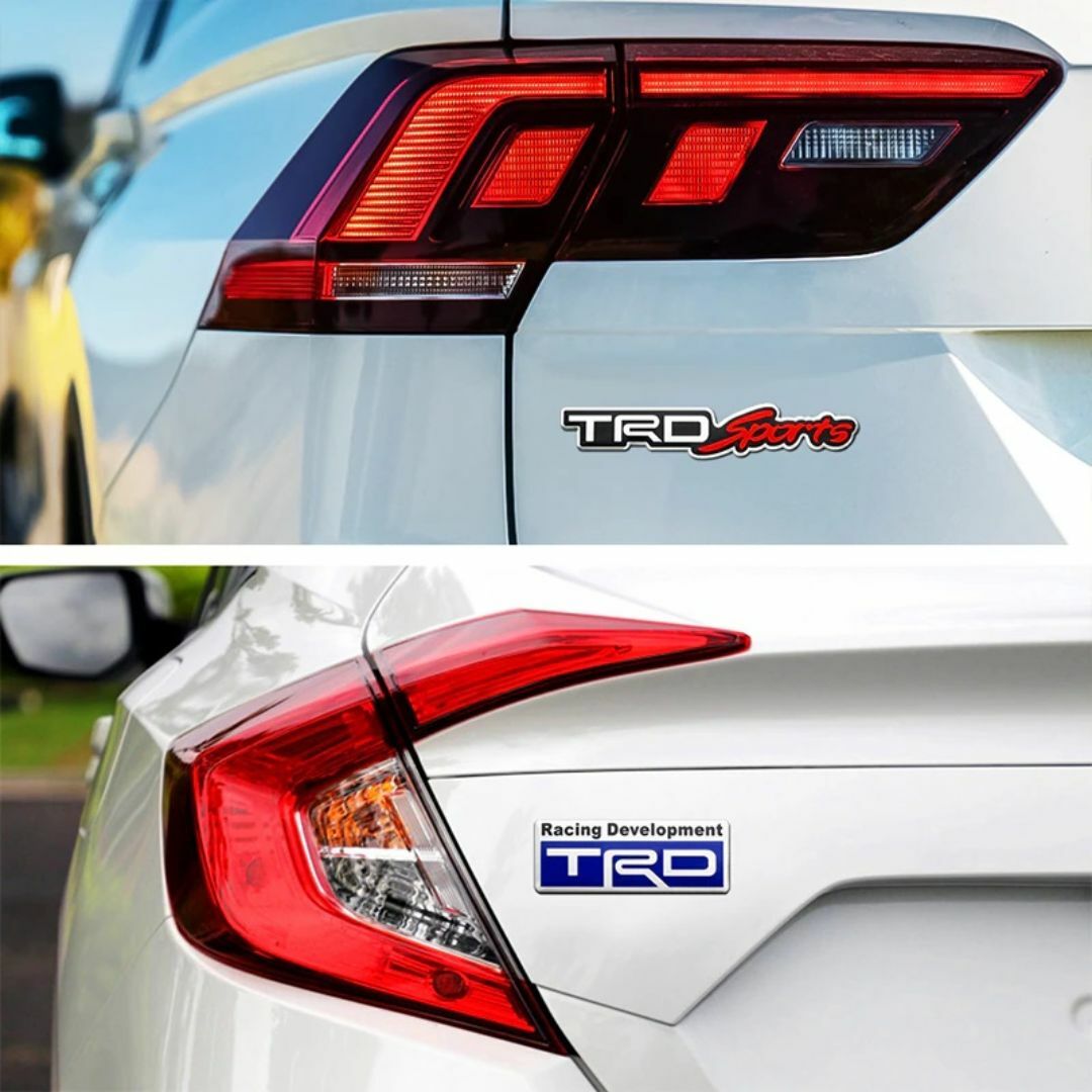 トヨタ【新色：黒/赤】TRD SPORTS アルミ エンブレム ステッカー D 自動車/バイクの自動車(車外アクセサリ)の商品写真