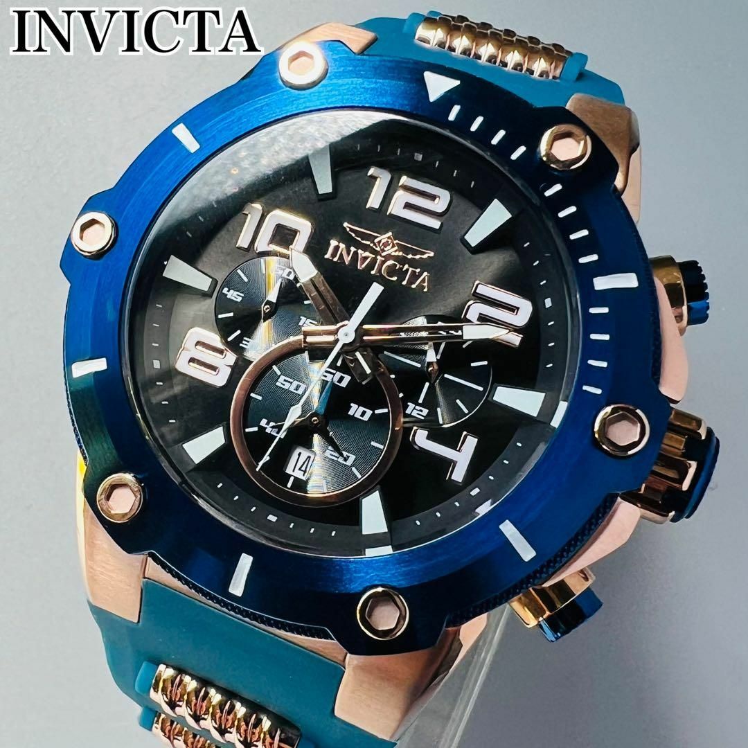 INVICTA(インビクタ)のインビクタ 腕時計 メンズ ブルー 新品 クォーツ 青 ケース付属 ラバーバンド メンズの時計(腕時計(アナログ))の商品写真