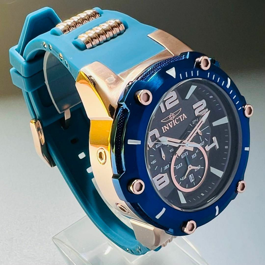 INVICTA(インビクタ)のインビクタ 腕時計 メンズ ブルー 新品 クォーツ 青 ケース付属 ラバーバンド メンズの時計(腕時計(アナログ))の商品写真