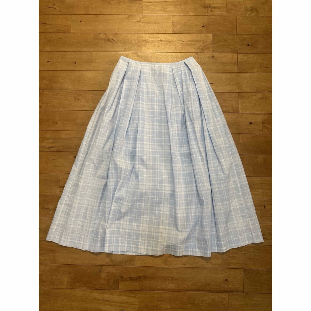 mite　パイピングチェックスカート ロングスカート　　ブルー系 レディースのスカート(ロングスカート)の商品写真