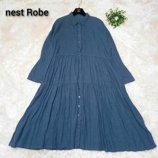 ネストローブ(nest Robe)のネストローブ　リネン　シャツワンピース　ティアード　近年モデル　マキシ丈(ロングワンピース/マキシワンピース)