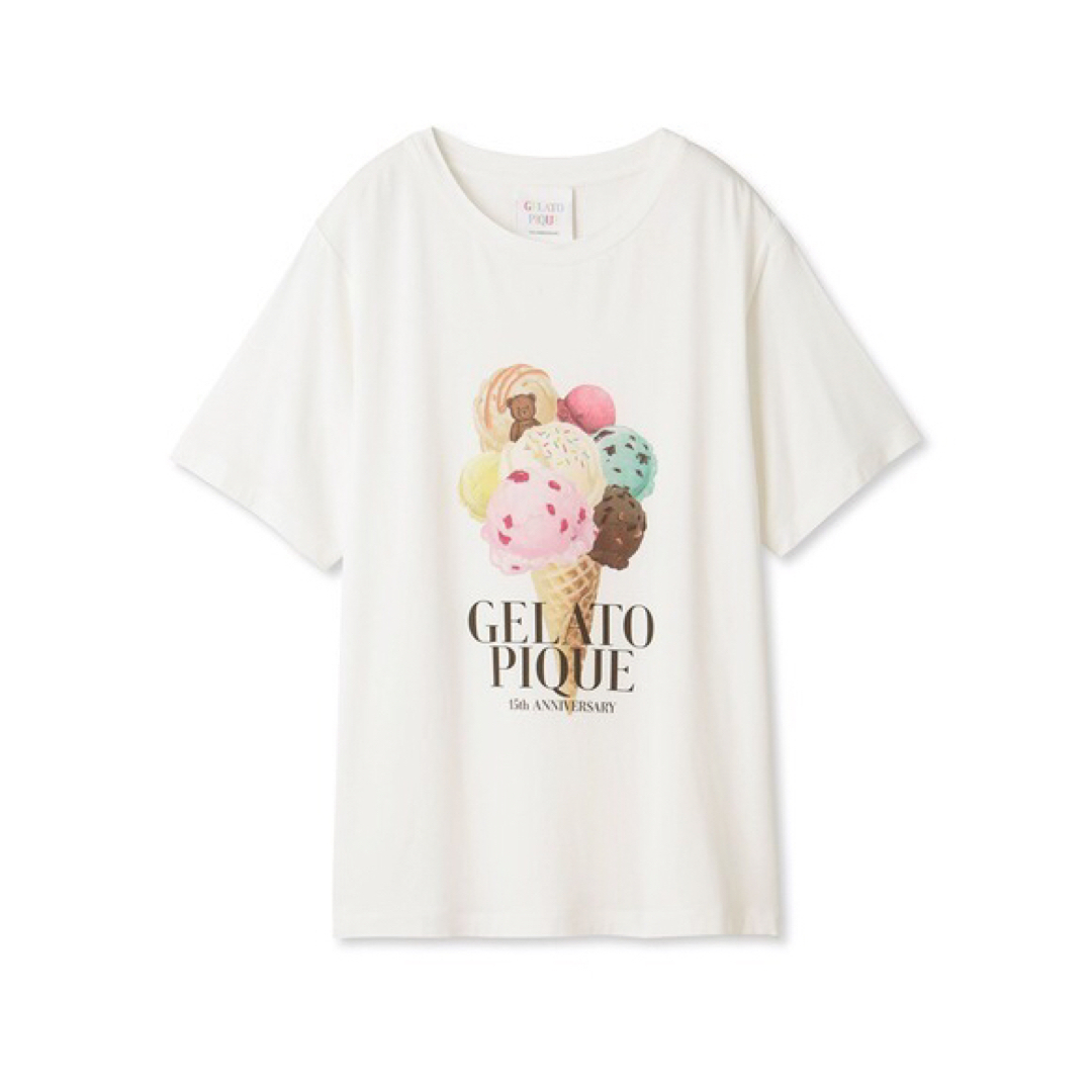 gelato pique(ジェラートピケ)のジェラートピケ♡15th♡ワンポイントTシャツ オフホワイト♡ レディースのトップス(Tシャツ(半袖/袖なし))の商品写真