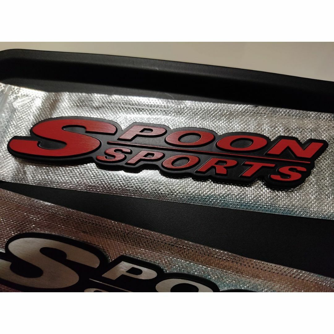 【HONDA】SPOON SPORTSメタル エンブレムB（レッド/シルバー） 自動車/バイクの自動車(車外アクセサリ)の商品写真