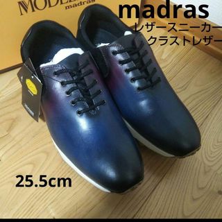 マドラス(madras)の新品17600円☆madrasマドラス レザースニーカー ネイビー25.5㎝(スニーカー)