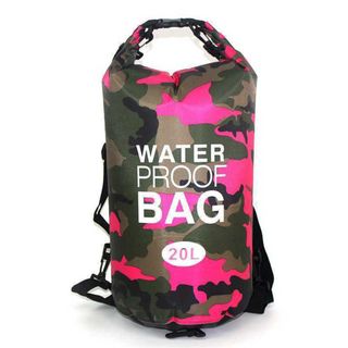 プールバッグ 防水 リュック バックパック 赤×迷彩 20L N069(トレーニング用品)