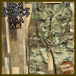 迷彩 カーゴ パンツ ワーク 軍服 アメカジ カーキ メンズ カモ柄 USA古着(ワークパンツ/カーゴパンツ)