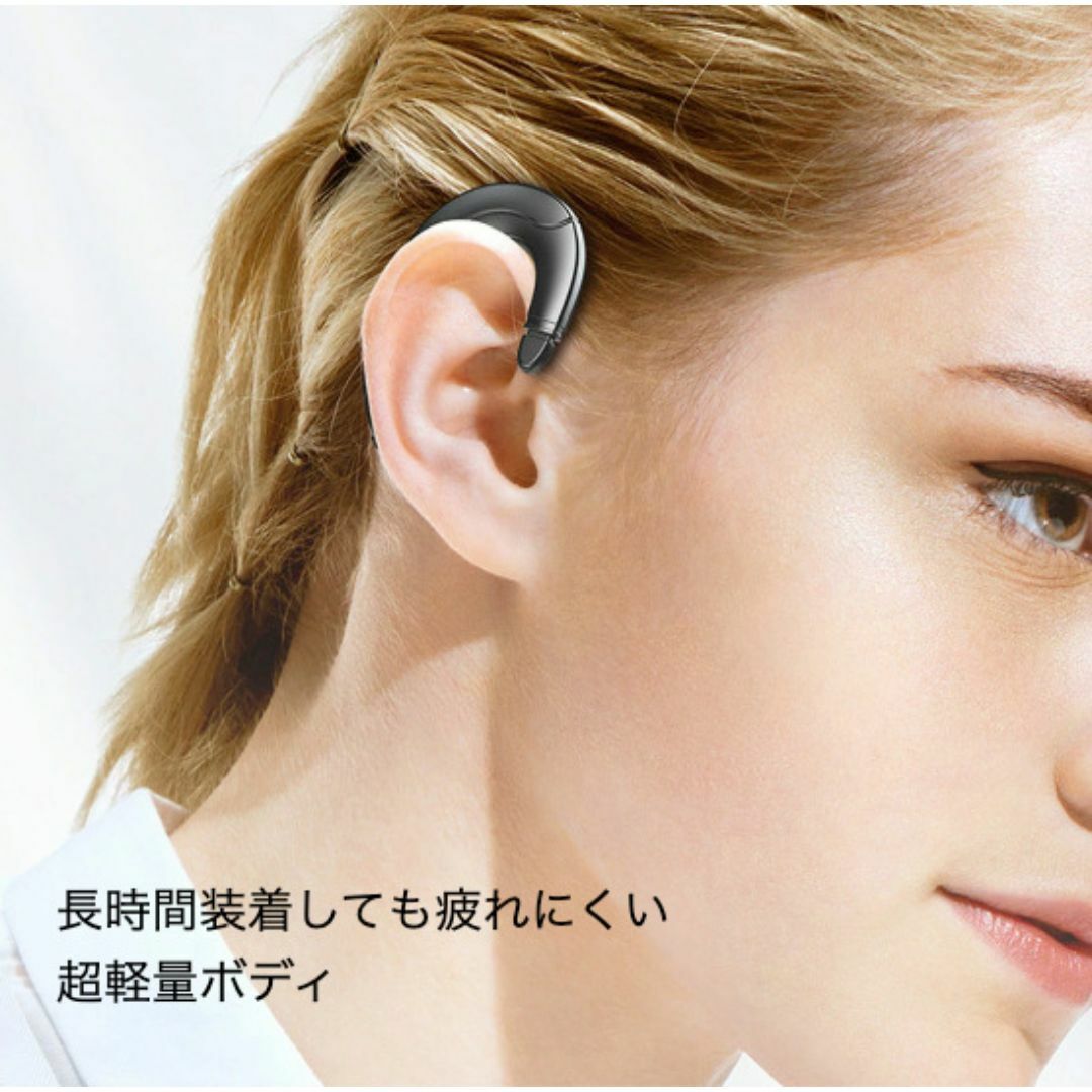 耳掛け式 イヤホン F 片耳 ワイヤレス マイク Bluetooth スマホ/家電/カメラのオーディオ機器(ヘッドフォン/イヤフォン)の商品写真