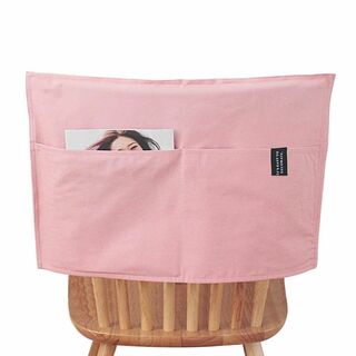 【色: ピンク】背もたれカバー 椅子 ダイニングチェア ポケット付き 小物収納 (ソファカバー)