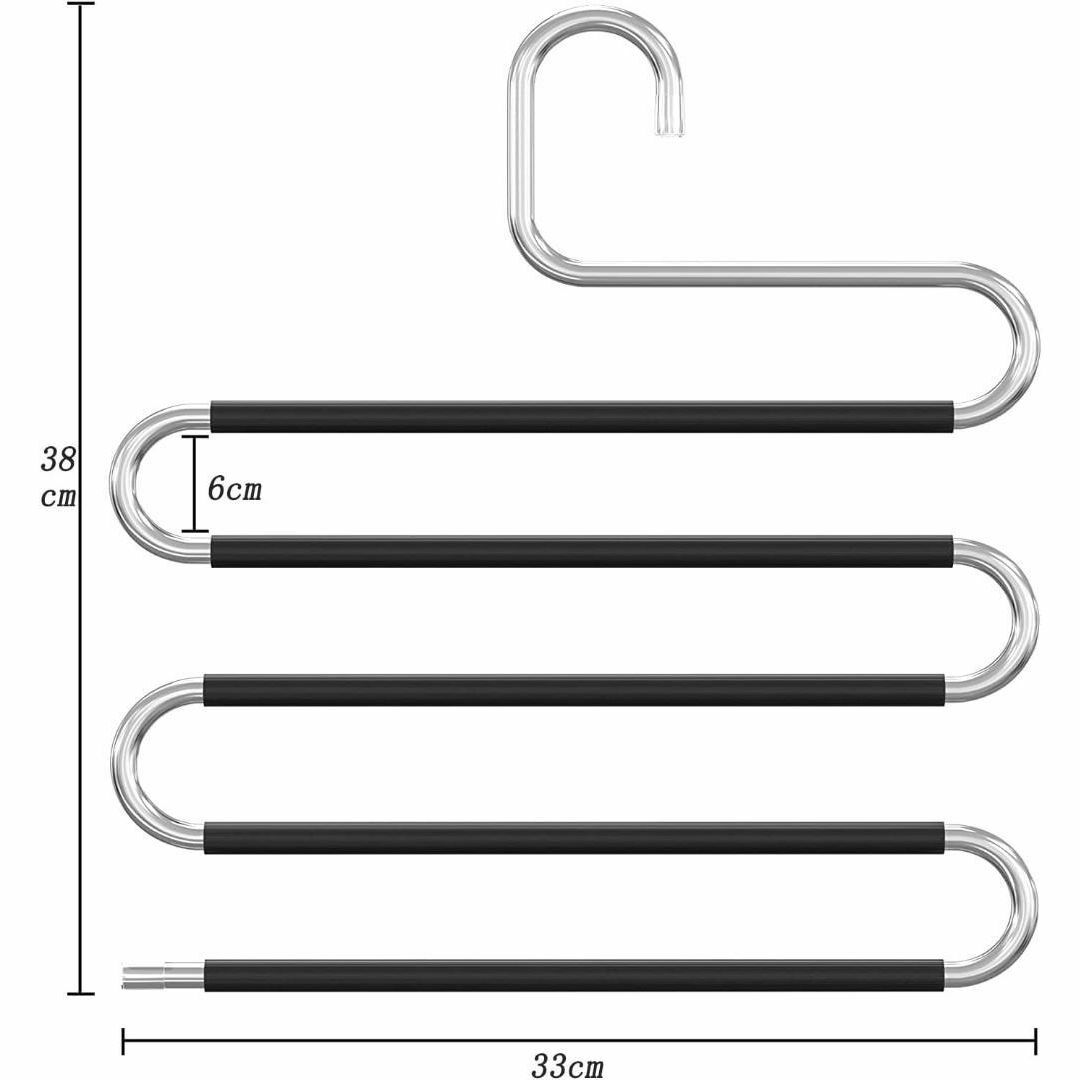 ズボンハンガー Ｓ字型 5段 2本組セット省スペース すべらない ステンレス インテリア/住まい/日用品の収納家具(押し入れ収納/ハンガー)の商品写真