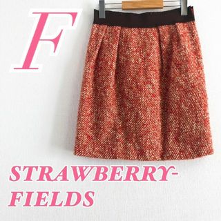 STRAWBERRY-FIELDS - ストロベリーフィールズ　タイトスカート　F　レッド　ホワイト　ツイード　ガーリー