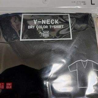 ユニクロ(UNIQLO)のユニクロ　ドライカラーＴシャツ　Vネック　ブラック　Ｌサイズ未使用品(Tシャツ/カットソー(半袖/袖なし))