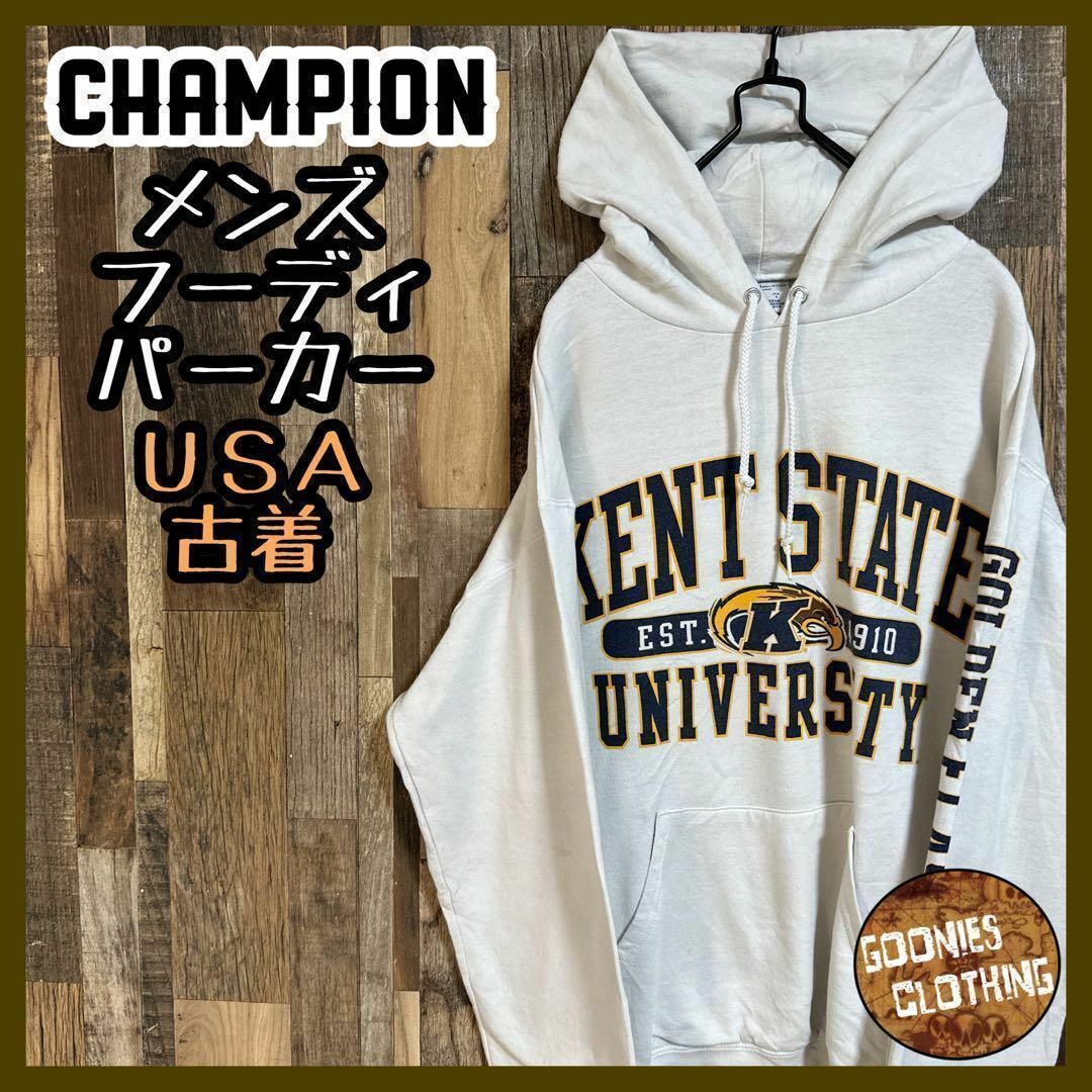 Champion(チャンピオン)のチャンピオン パーカー フーディ プリント イギリス ロンドン M USA古着 メンズのトップス(パーカー)の商品写真