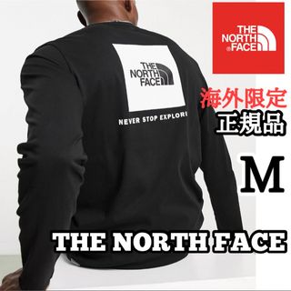 ザノースフェイス(THE NORTH FACE)のノースフェイス 長袖 メンズ ロンT レッドボックス スクエアロゴ 黒  M(Tシャツ/カットソー(七分/長袖))