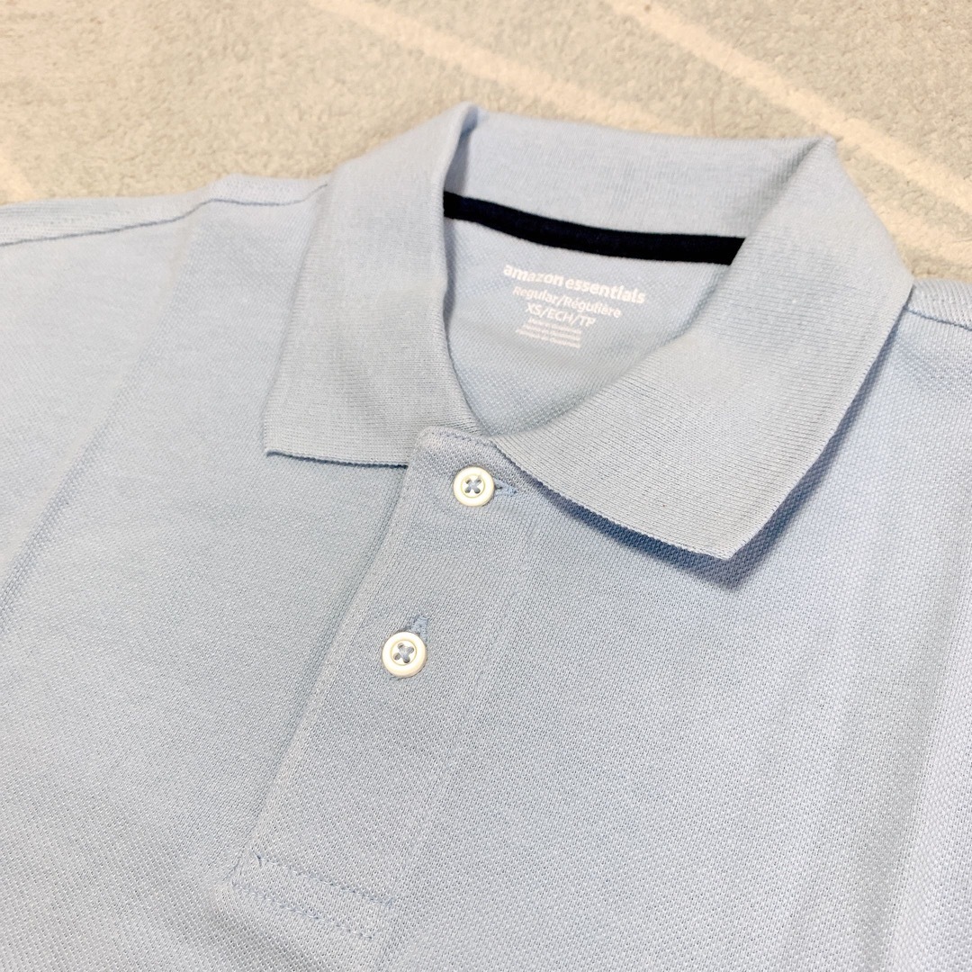 24h内発送✨ポロシャツ コットンピケ ライトブルー シンプル メンズ S 水色 メンズのトップス(ポロシャツ)の商品写真