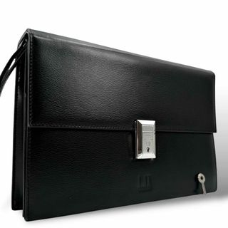 ダンヒル(Dunhill)の美品 dunhill セカンドバッグ クラッチバッグ オールレザー 持ち手 黒(ビジネスバッグ)