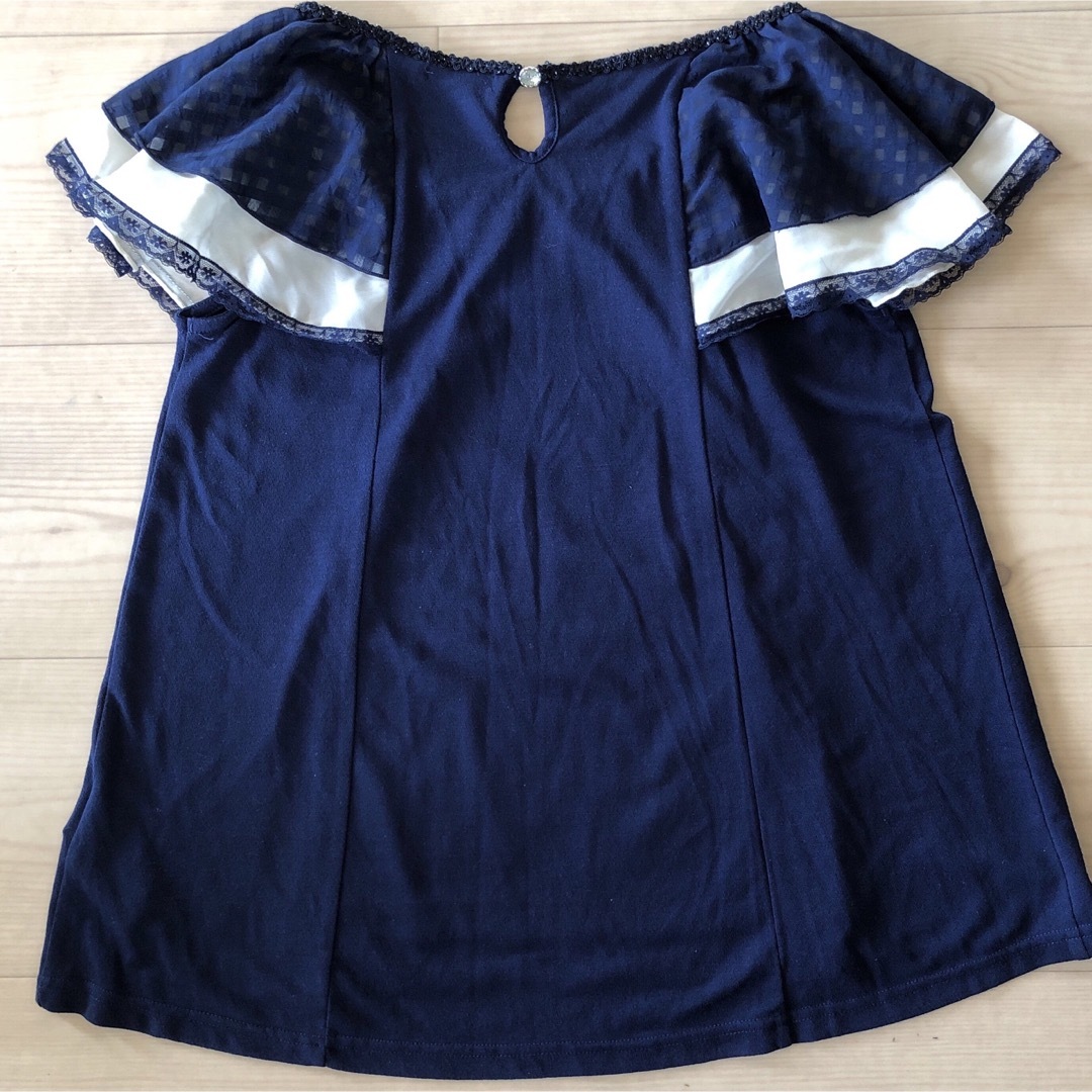 axes femme(アクシーズファム)のアクシーズファムM 半袖カットソー　紺色トップス　シフォンTシャツ レディースのトップス(カットソー(半袖/袖なし))の商品写真