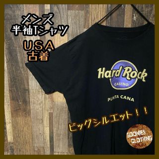 ブラック メンズ tシャツ プリント 半袖 2XL ハードロックカフェ ロック(Tシャツ/カットソー(半袖/袖なし))