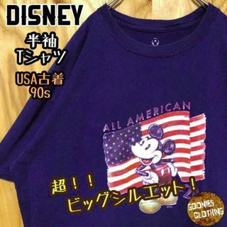 ディズニー ネイビーブルー USA古着 90s 半袖 Tシャツ アメリカ キャラ(Tシャツ/カットソー(半袖/袖なし))