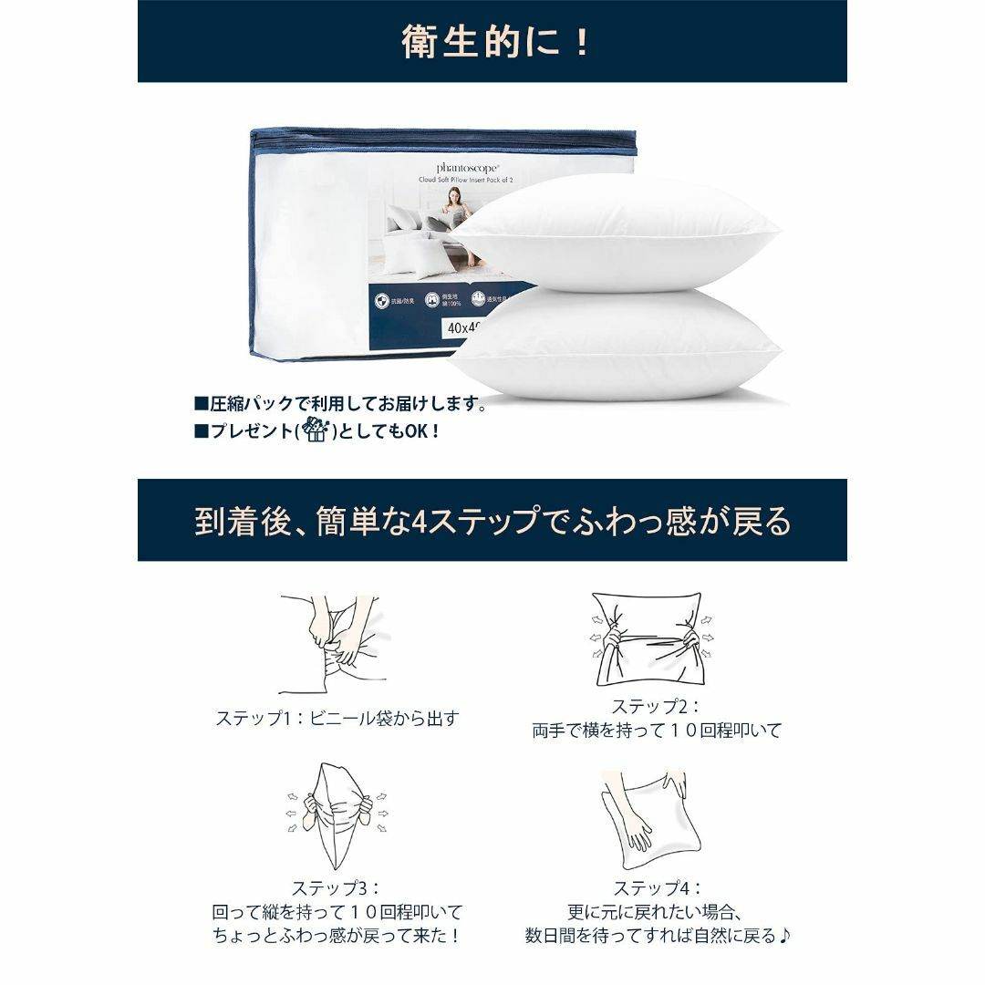 Phantoscope クッション 中身 45×45cm 単品 グレークッション インテリア/住まい/日用品のインテリア小物(クッション)の商品写真