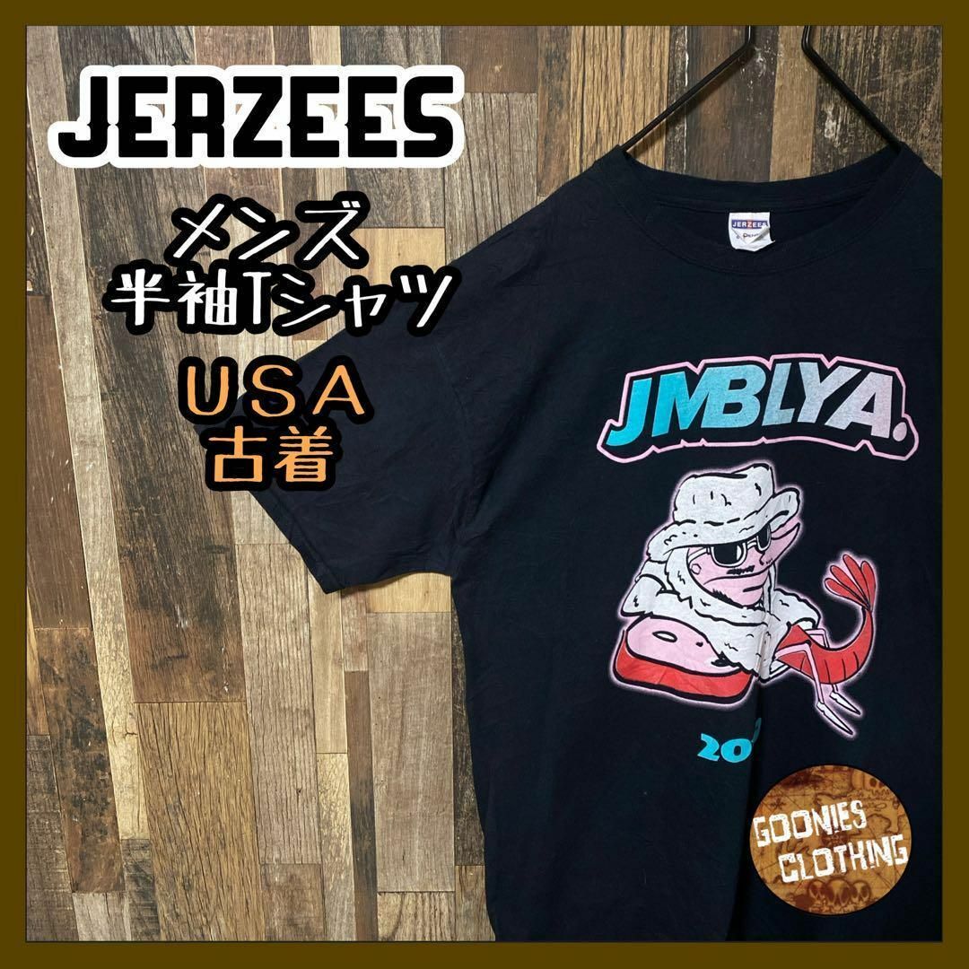 JERZEES(ジャージーズ)のtシャツ メンズ ブラック L ジャージーズ フェスT プリント 半袖 古着 メンズのトップス(Tシャツ/カットソー(半袖/袖なし))の商品写真