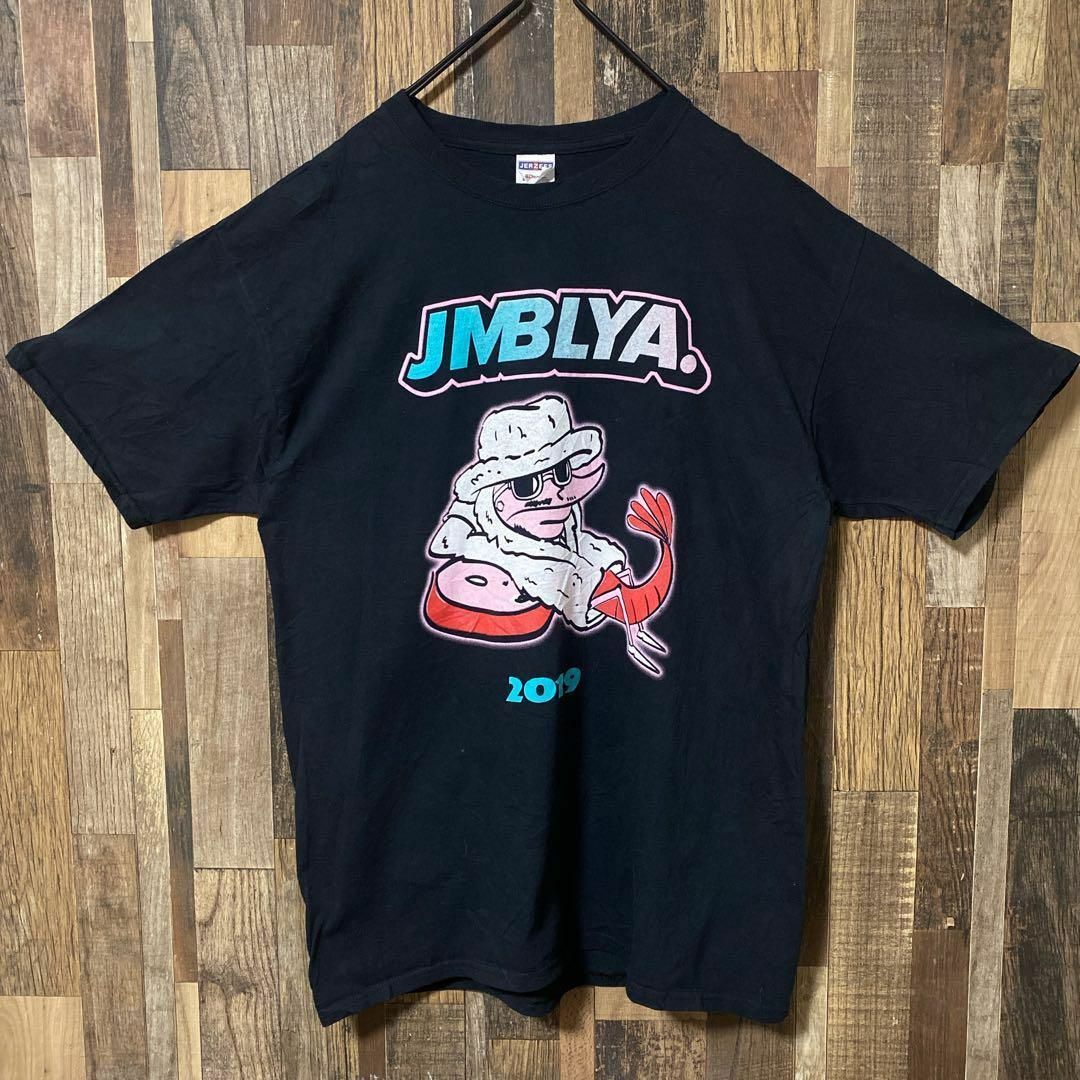 JERZEES(ジャージーズ)のtシャツ メンズ ブラック L ジャージーズ フェスT プリント 半袖 古着 メンズのトップス(Tシャツ/カットソー(半袖/袖なし))の商品写真