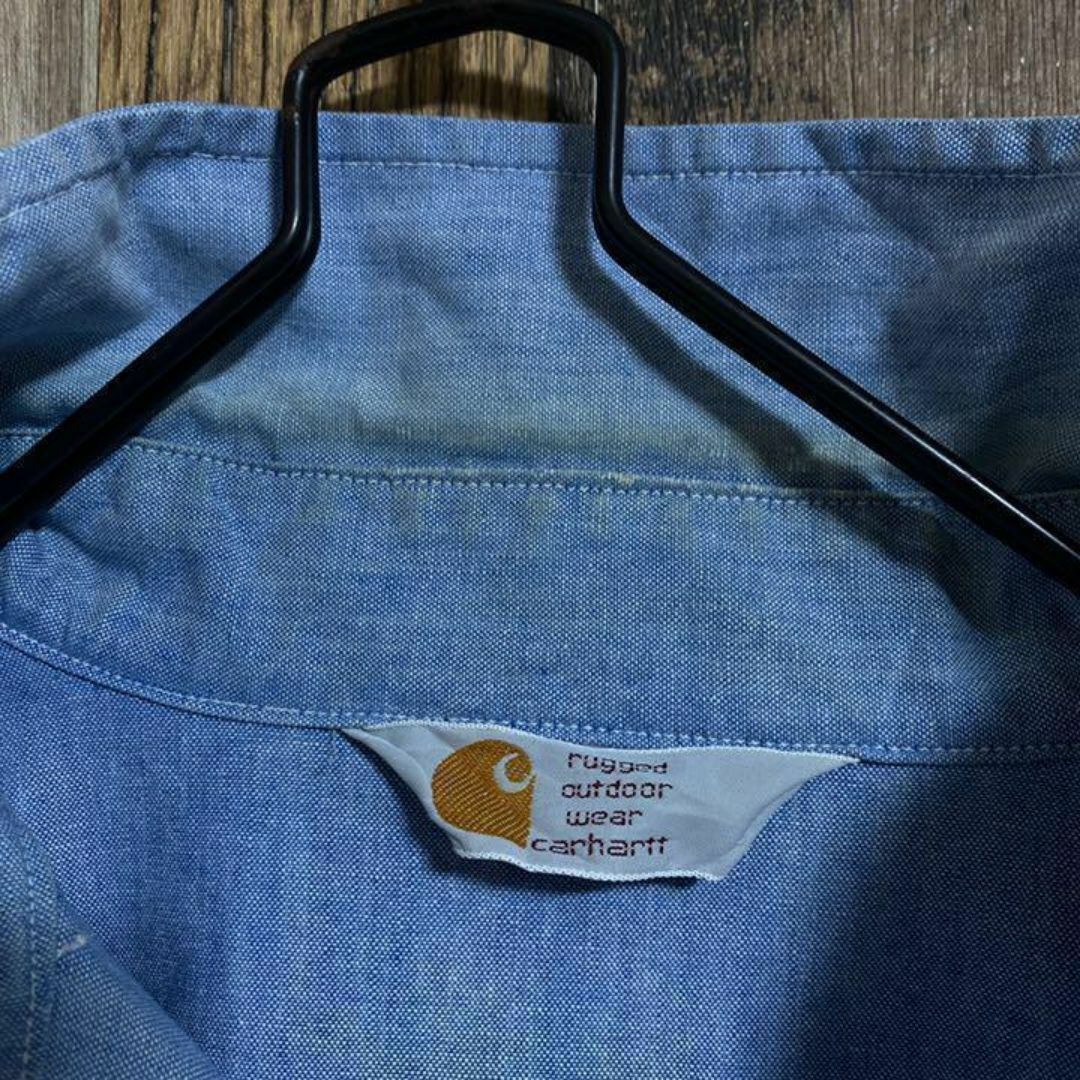 carhartt(カーハート)のカーハート 長袖シャツ ブルー 無地 USA古着 90s シャツ 長袖 シャツ メンズのトップス(シャツ)の商品写真