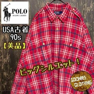 ポロラルフローレン(POLO RALPH LAUREN)のUSA 古着 90s ポロ ラルフ ローレン 長袖 チェック シャツ レッド(シャツ)