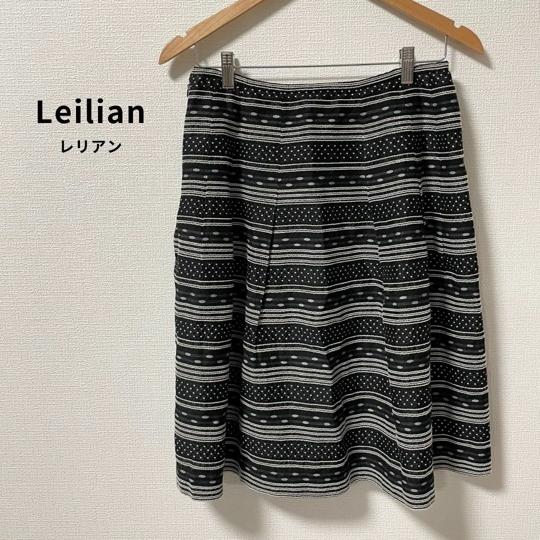 leilian(レリアン)のLeilian レリアン スカート 総柄 ひざ丈 日本製 XL 大きい レディースのスカート(ひざ丈スカート)の商品写真