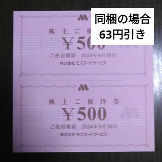 モスバーガー(モスバーガー)のモスフード株主優待1000円分とキャラクターシール1枚(その他)