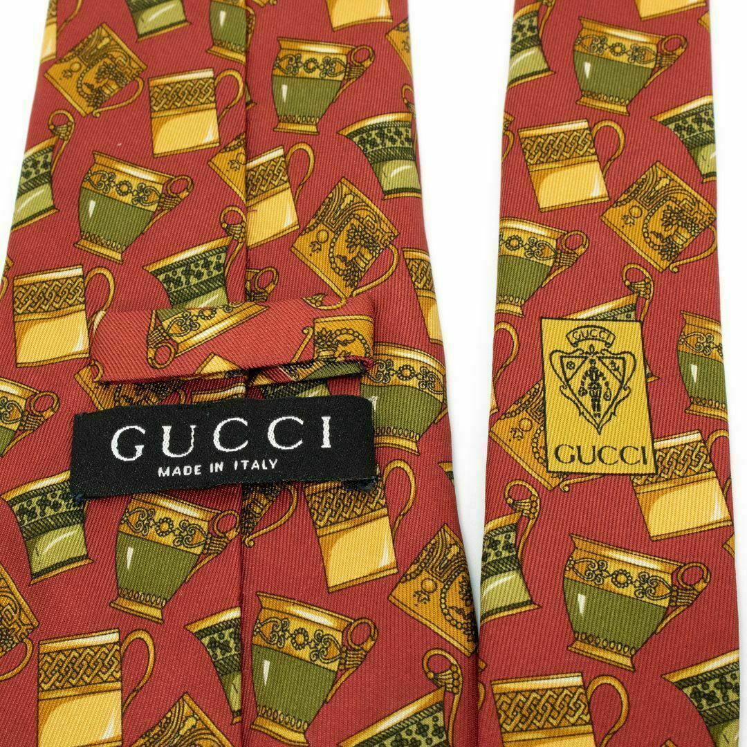 Gucci(グッチ)の【全額返金保証・送料無料】グッチのネクタイ・正規品・美品・ティーカップ・トラッド メンズのファッション小物(ネクタイ)の商品写真