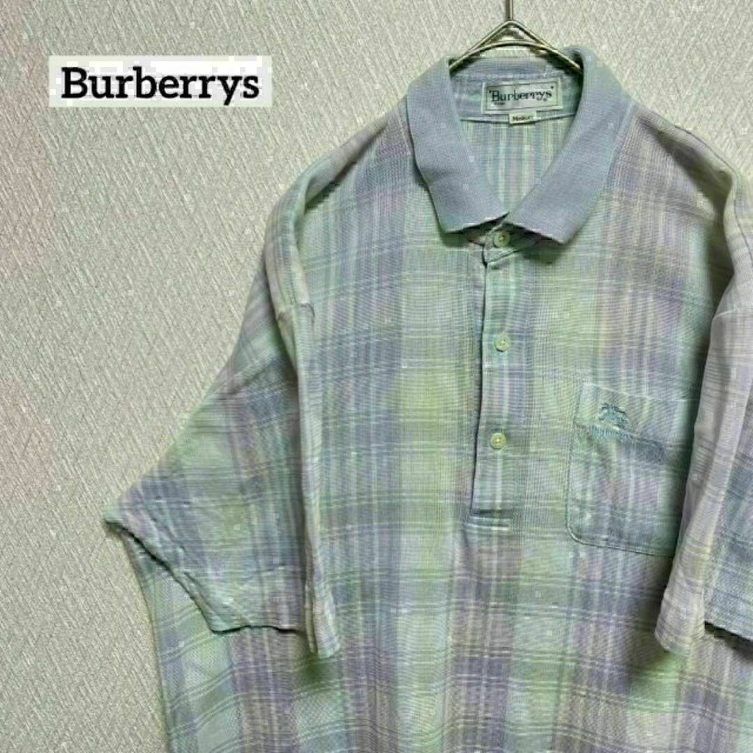 BURBERRY - Burberry バーバリー ポロシャツ 半袖 ロゴ70s 80s 三陽 