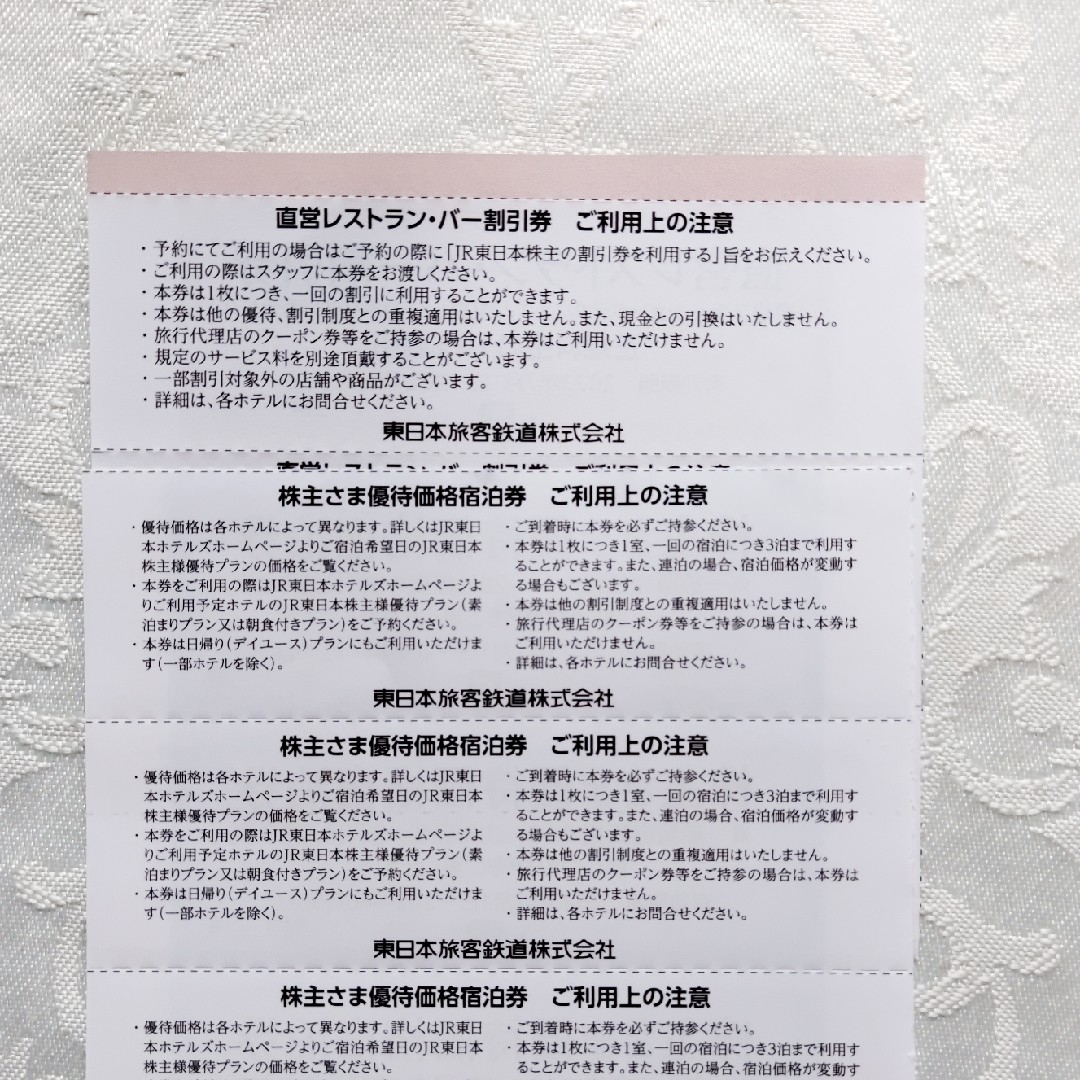 JR東日本ホテル 直営レストラン.バー割引券 優待価格宿泊券 チケットの優待券/割引券(レストラン/食事券)の商品写真