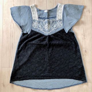 アクシーズファム(axes femme)のアクシーズファムM  半袖　カットソー　レースTシャツデニム(カットソー(半袖/袖なし))