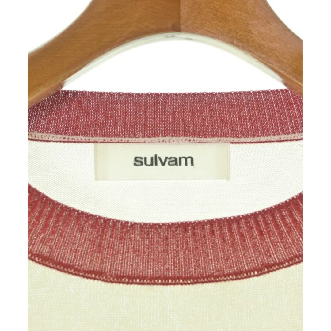 sulvam(サルバム)のsulvam サルバム ニット・セーター L 白x赤 【古着】【中古】 メンズのトップス(ニット/セーター)の商品写真