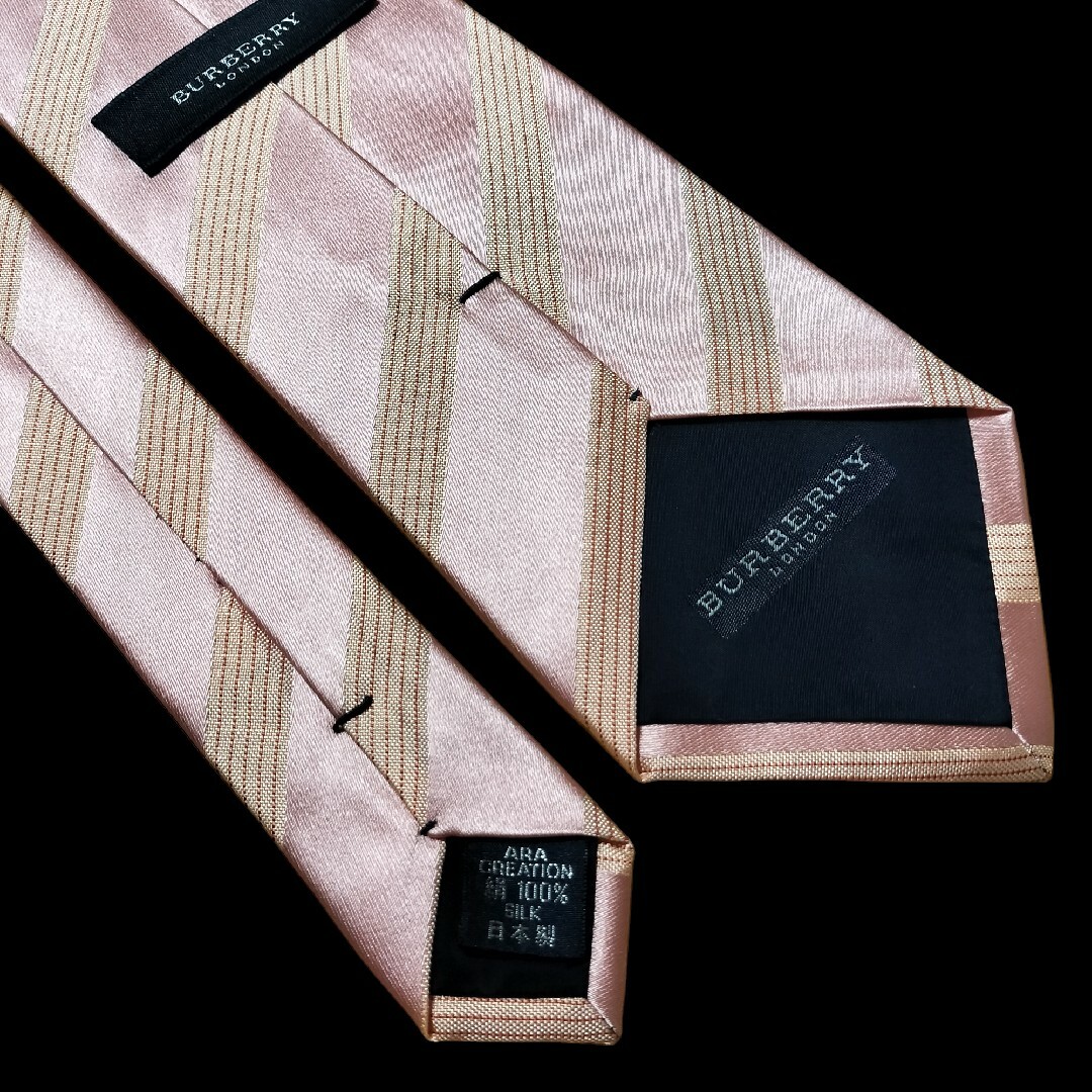 ★BURBERRY LONDON★　ピンク系　ストライプ　日本製 メンズのファッション小物(ネクタイ)の商品写真