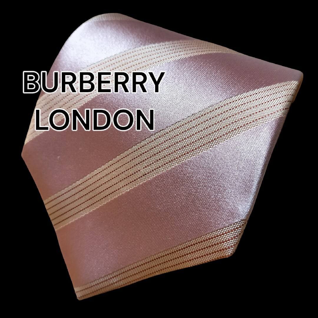 【BURBERRY LONDON】　ピンク系　ストライプ　日本製 メンズのファッション小物(ネクタイ)の商品写真