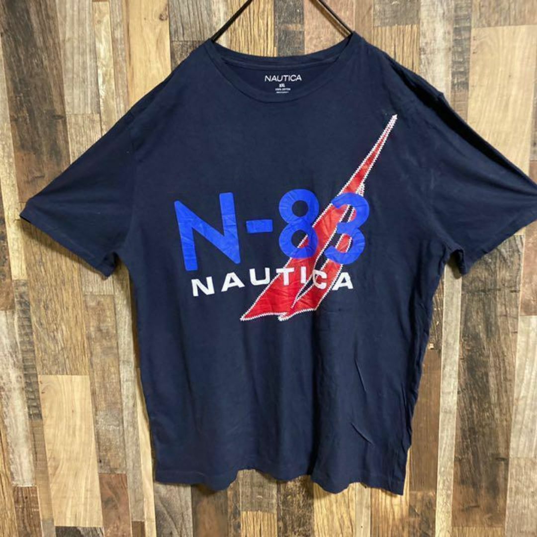 NAUTICA ネイビー Tシャツ メンズ XXL USA古着 90s 半袖 メンズのトップス(Tシャツ/カットソー(半袖/袖なし))の商品写真